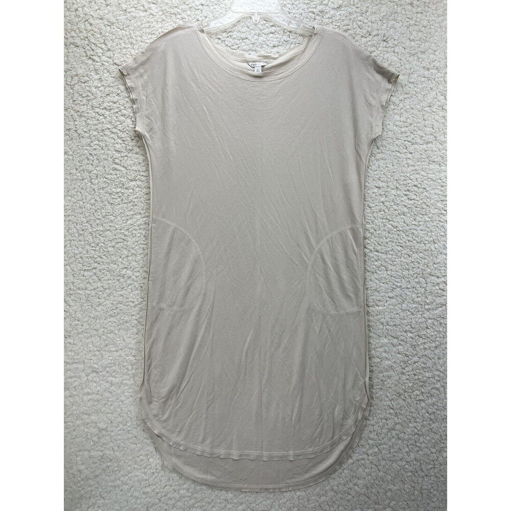 Cato  Women Crew Neck Shirt Dress Comfy Size Small Beige Soft